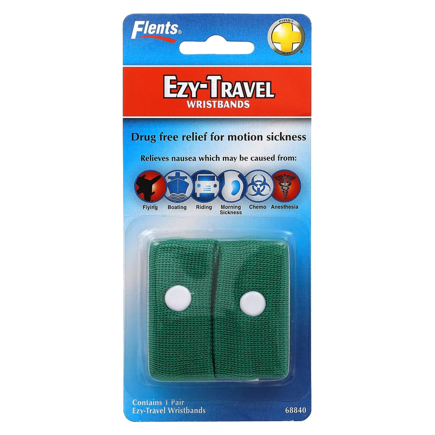 Flents Ezy-Travel Wristbands for Motion Sickness Relief, One Size Fits All - Image 1