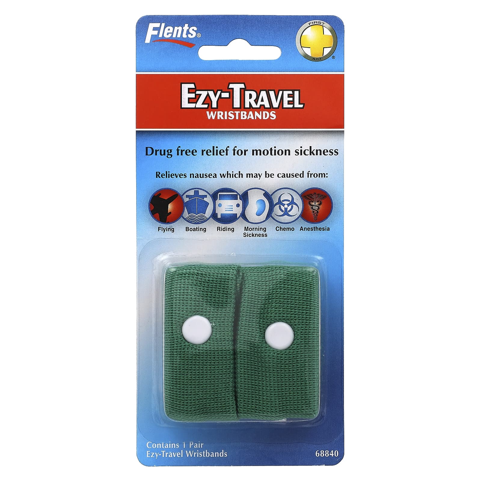 Flents Ezy-Travel Wristbands for Motion Sickness Relief, One Size Fits All - Image 1
