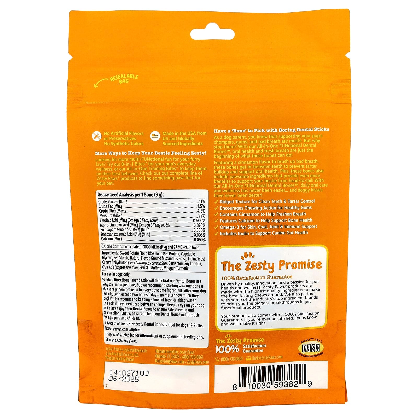 Zesty Paws, All-In-One Functional Dental Bones, For Dogs, All Ages, Cinnamon, 6 Small Dental Bones, 1.9 oz (54 g) - Image 2