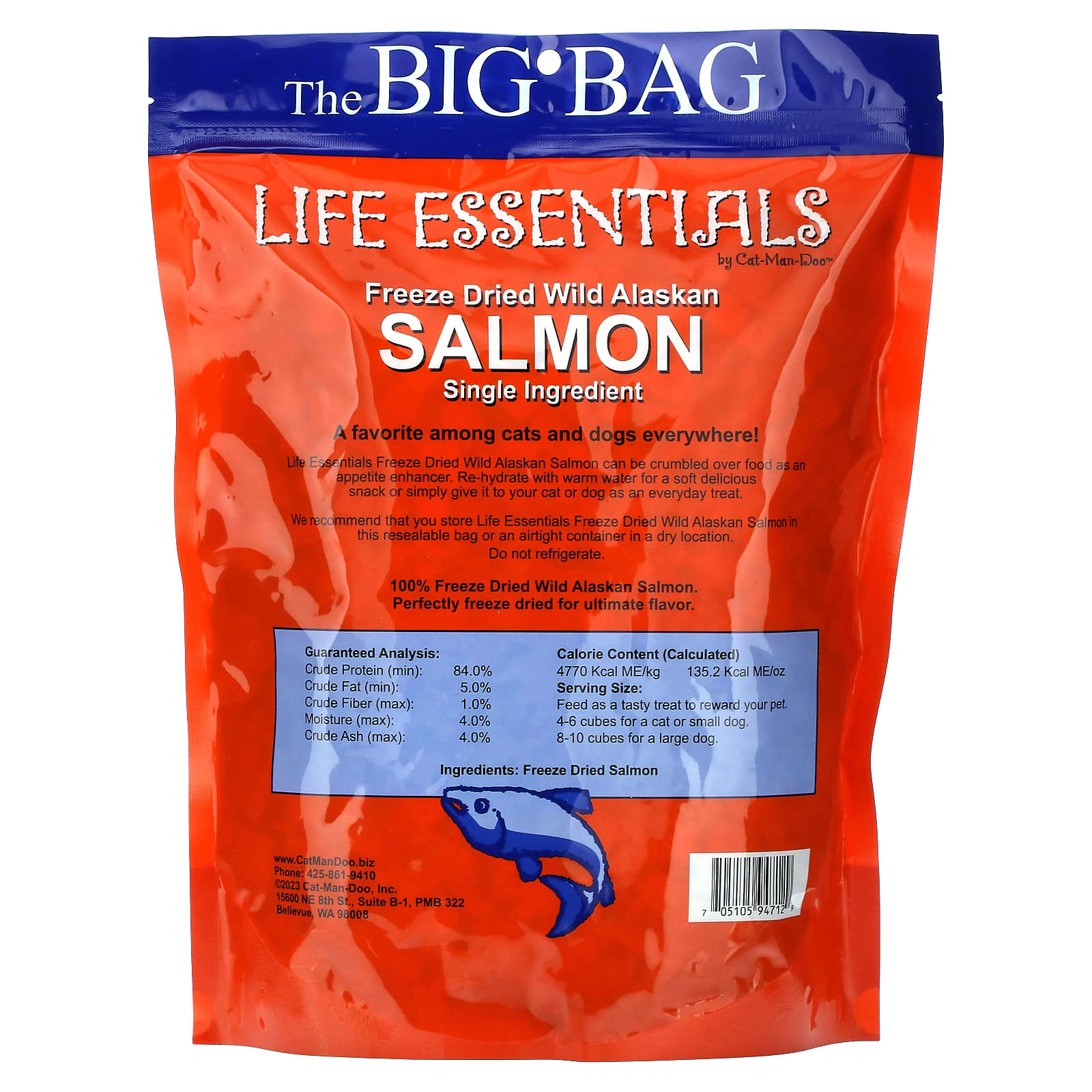 Wild Alaskan Salmon Freeze Dried Treats by Cat-Man-Doo - 16 oz - Image 2