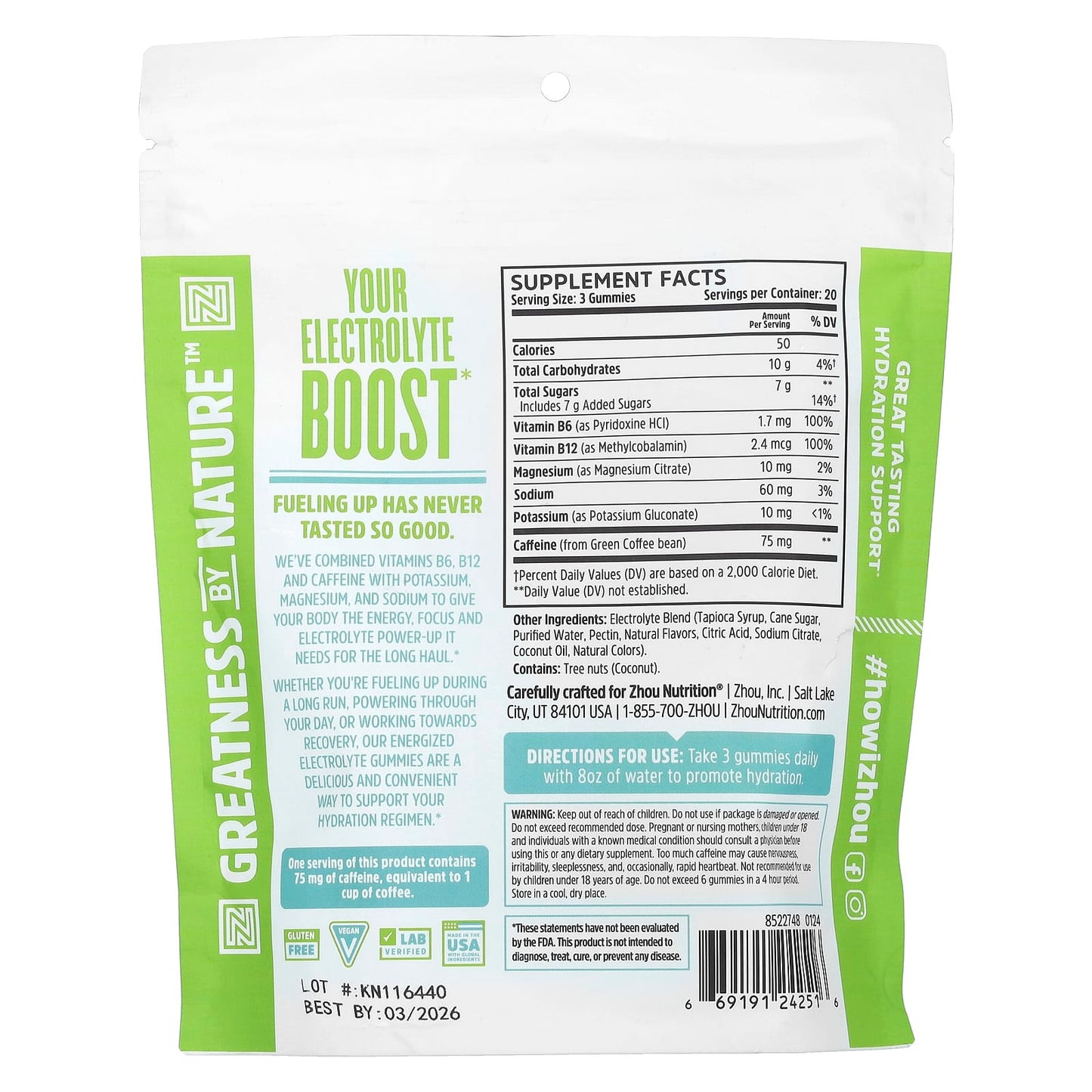 Zhou Nutrition, Hydro-Fuel Gummies, Cool Blue Freeze, 60 Gummies - Image 2