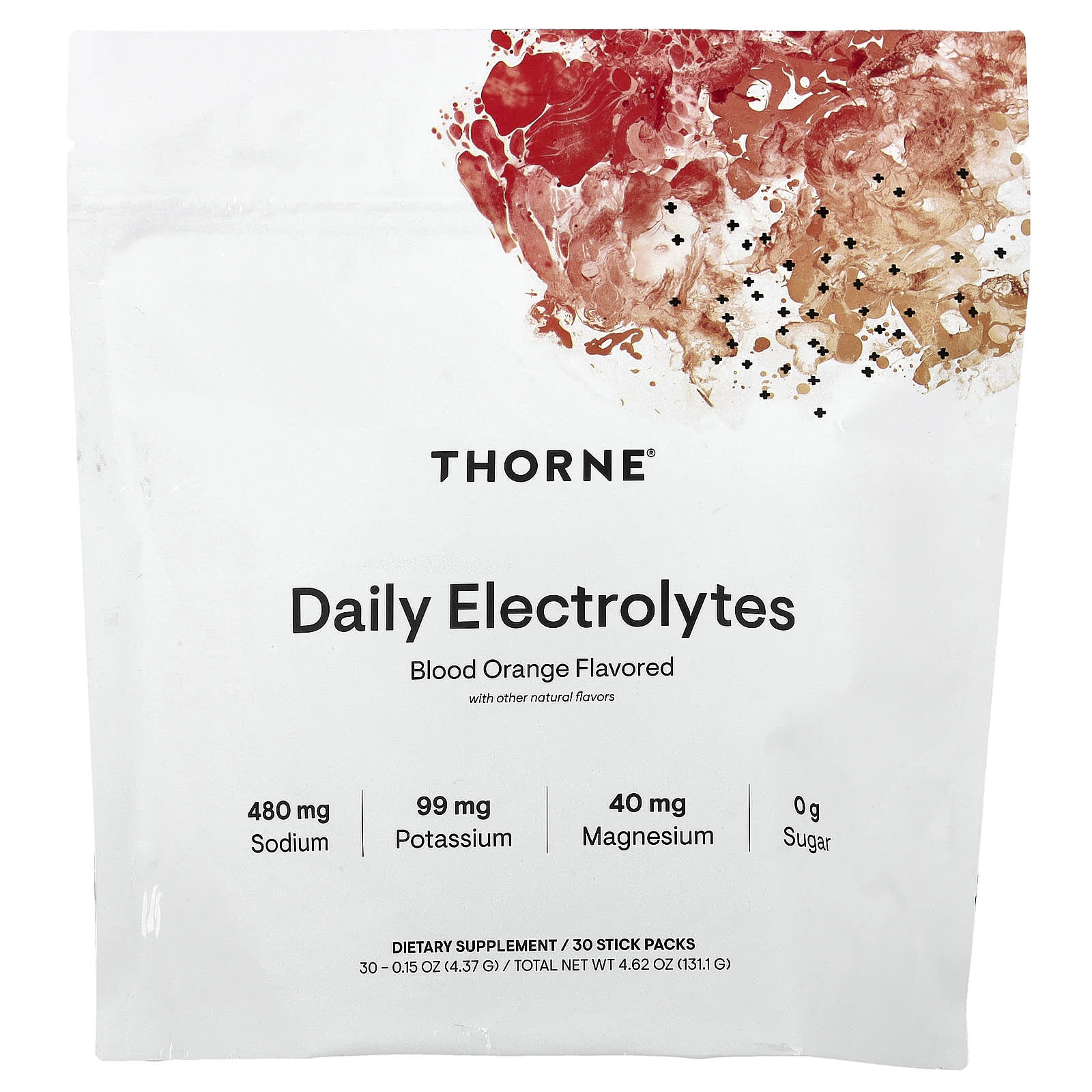 Thorne, Daily Electrolytes, Blood Orange, 30 Stick Packs, 0.15 oz (4.37 g) Each - Image 1