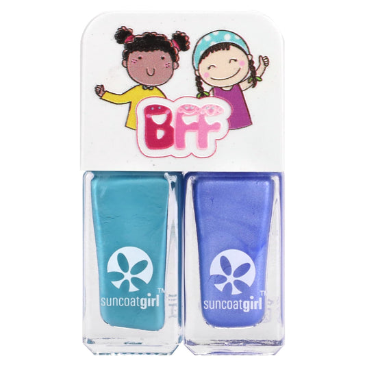 SuncoatGirl, Twinnies Nail Polish Duo Set, Creamy Turquoise & Shimmery Sky Blue, 2 Piece Set - Image 1