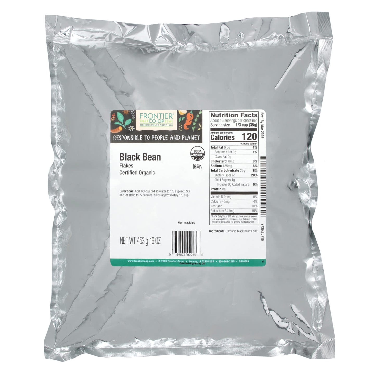 Organic Black Bean Flakes by Frontier Co-op, 16 oz (453 g) - Image 2