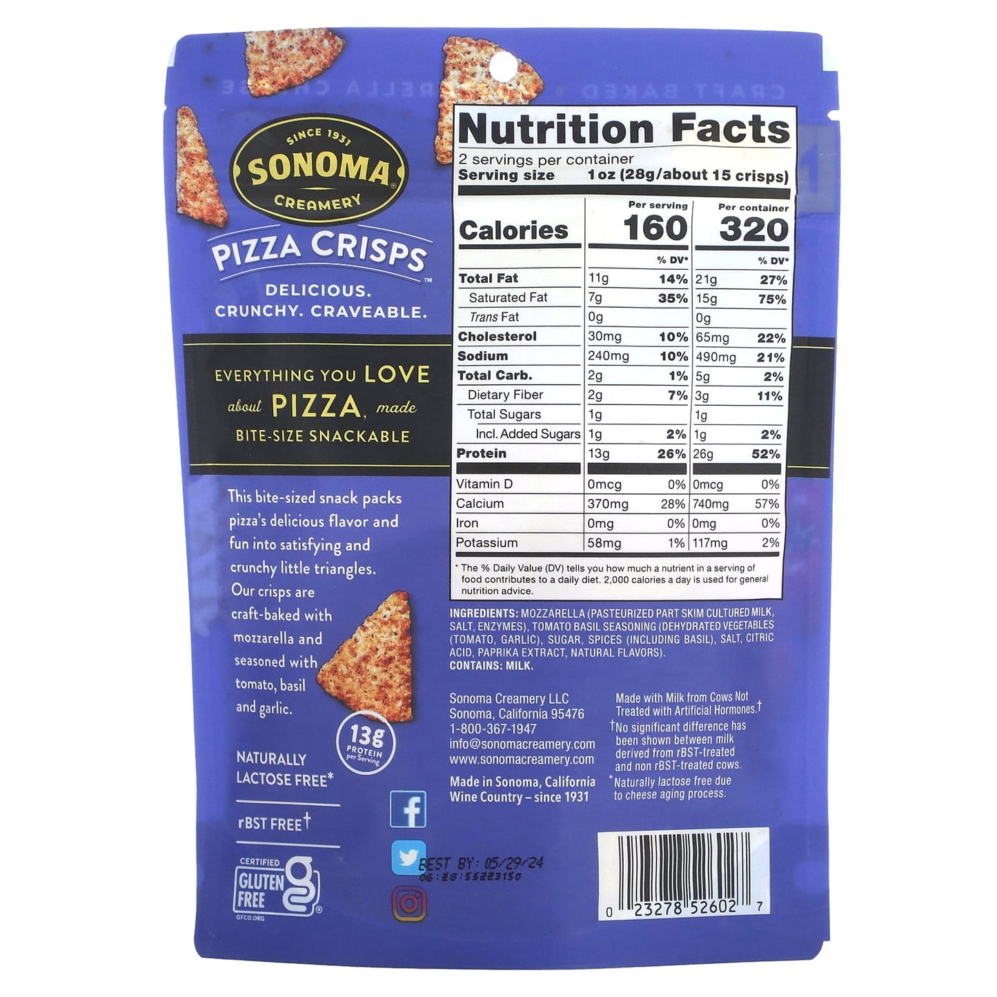 Sonoma Creamery, Pizza Crisps, Tomato Basil, 2 oz (57 g) - Image 2