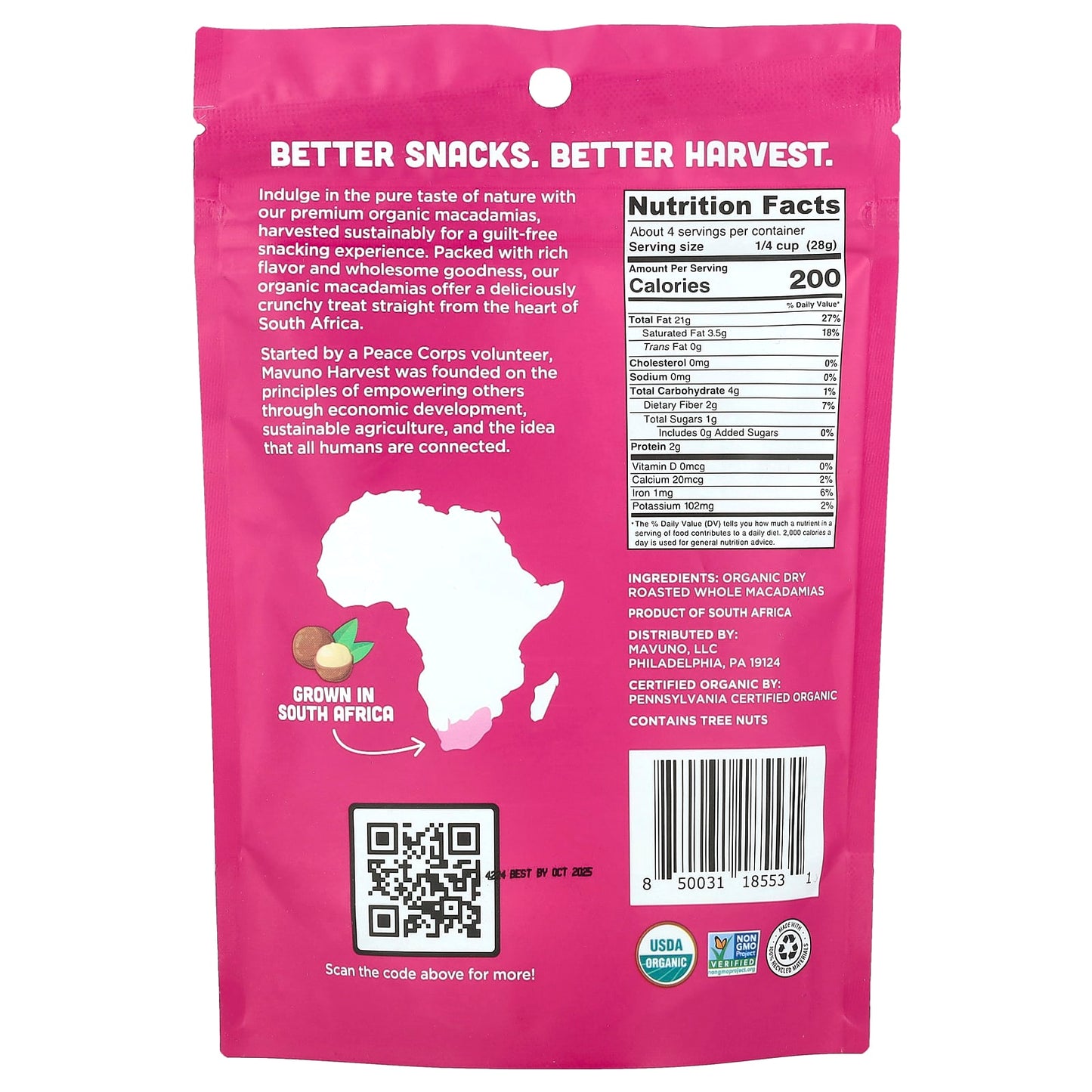 Mavuno Harvest, Organic Macadamias, Roasted, 4 oz (112 g) - Image 2