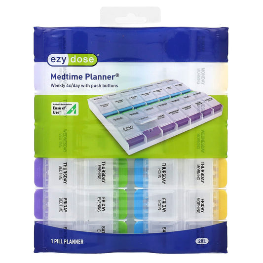 Ezy Dose Weekly Medtime Planner with Push Buttons - Easy Medication Management - Image 1