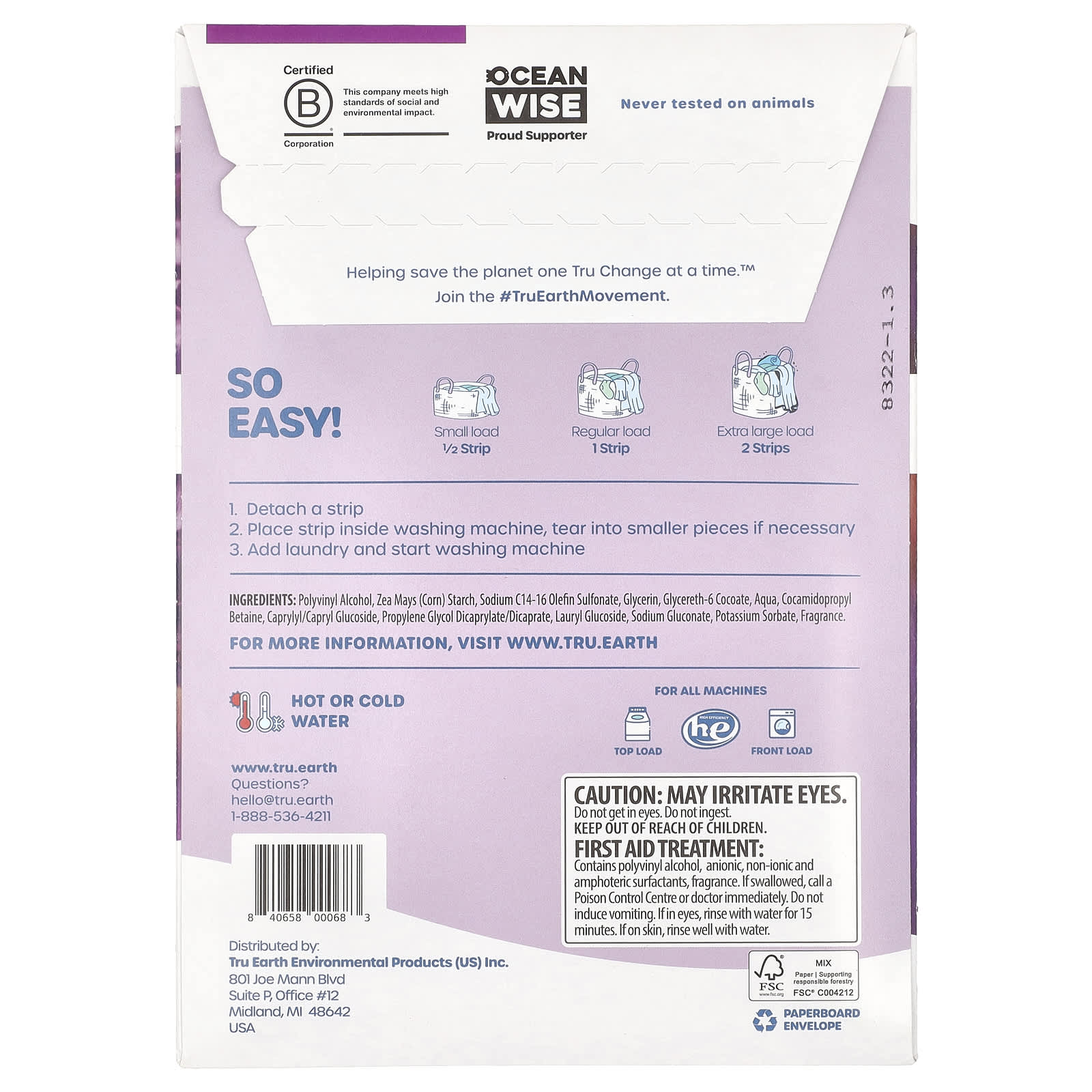 Tru Earth, Eco-Strips®, Laundry Detergent, Ultra Concentrated, Lilac Breeze, 32 Strips - Image 2