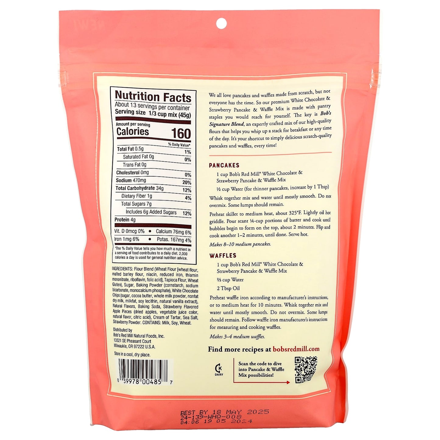 White Chocolate & Strawberry Pancake Mix by Bob's Red Mill - 20 oz - Image 2