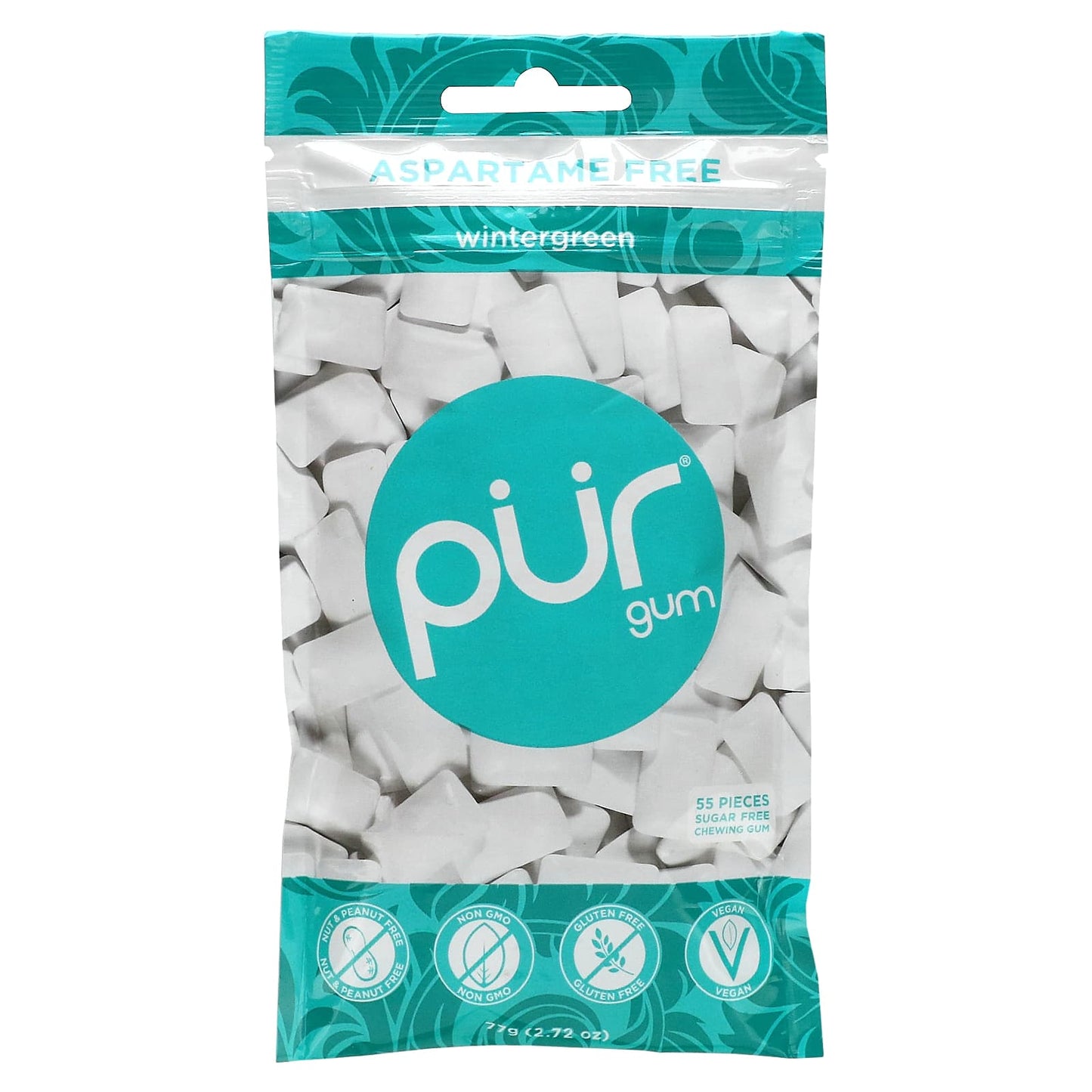 The PUR Company, Chewing Gum, Wintergreen, 55 Pieces, 2.72 oz (77 g) - Image 1