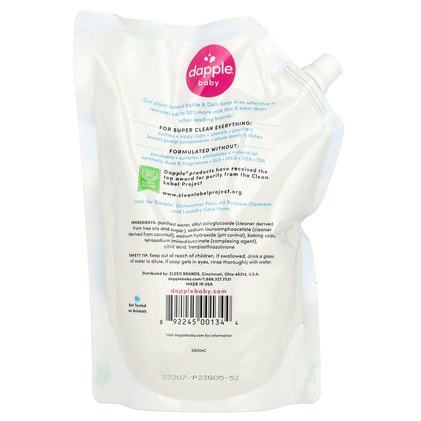 Fragrance-Free Baby &amp; Dish Soap Refill by Dapple Baby - 33.8 fl oz (1 L) - Image 2