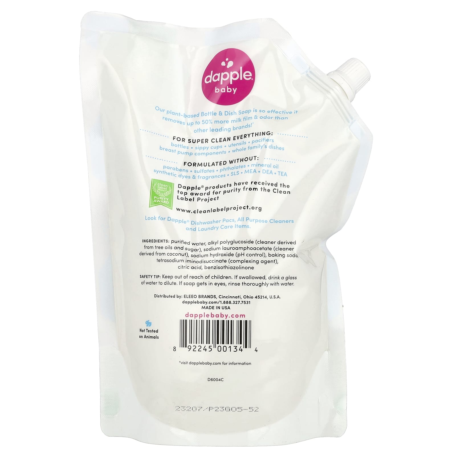 Fragrance-Free Baby &amp; Dish Soap Refill by Dapple Baby - 33.8 fl oz (1 L) - Image 2