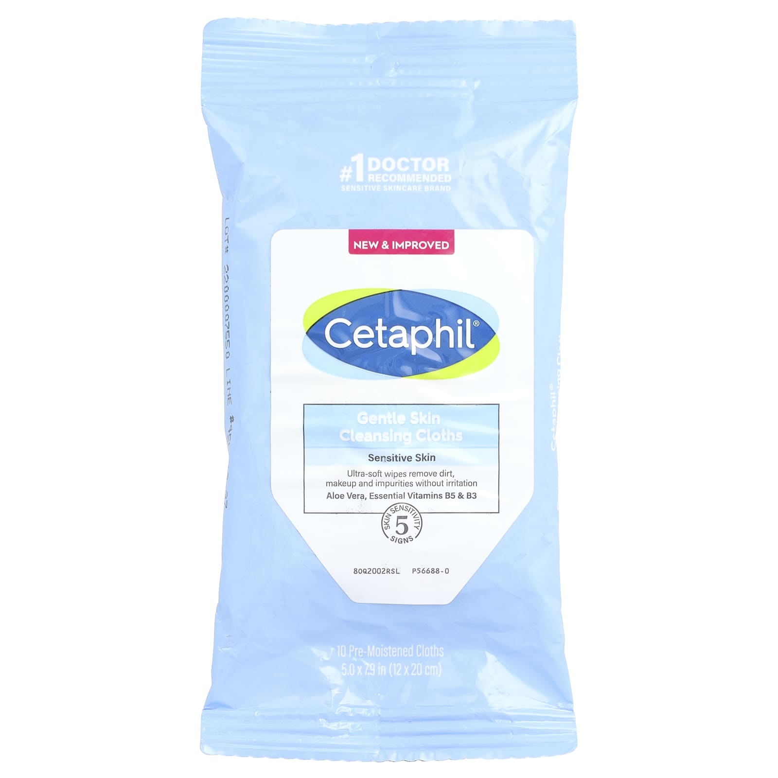 Cetaphil Fragrance-Free Gentle Skin Cleansing Cloths, 10 Pre-Moistened Cloths - Image 1