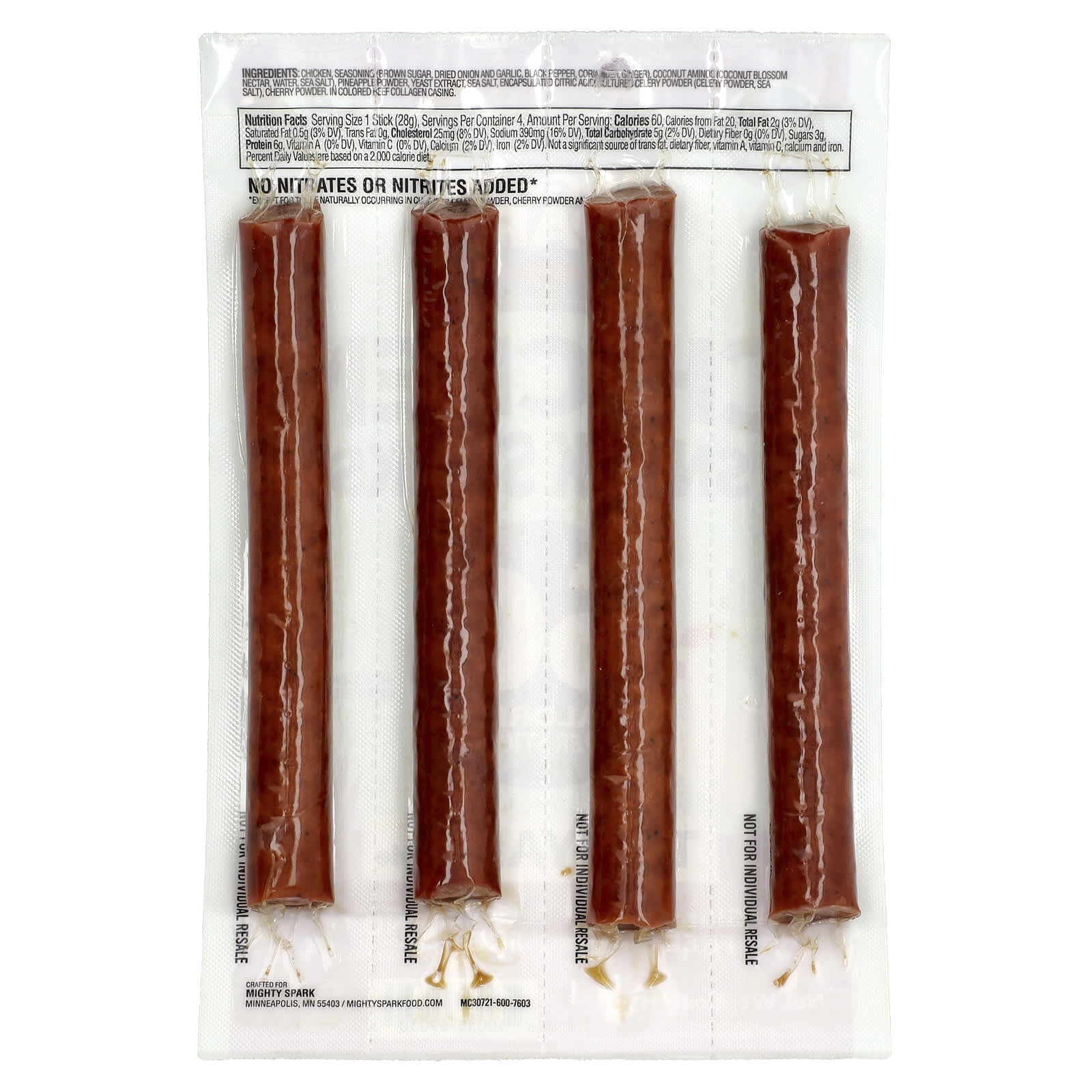 Mighty Spark, Chicken Snack Sticks, Teriyaki Style, 4 Sticks - Image 2