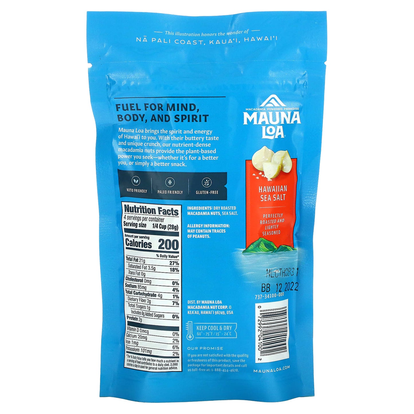 Mauna Loa, Dry Roasted Macadamias, Hawaiian Sea Salt, 4 oz (113 g) - Image 2