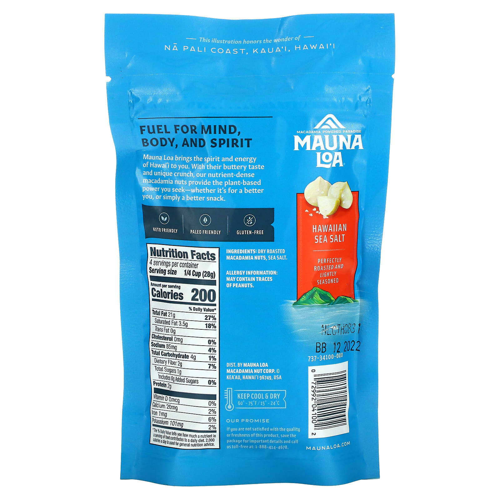 Mauna Loa, Dry Roasted Macadamias, Hawaiian Sea Salt, 4 oz (113 g) - Image 2