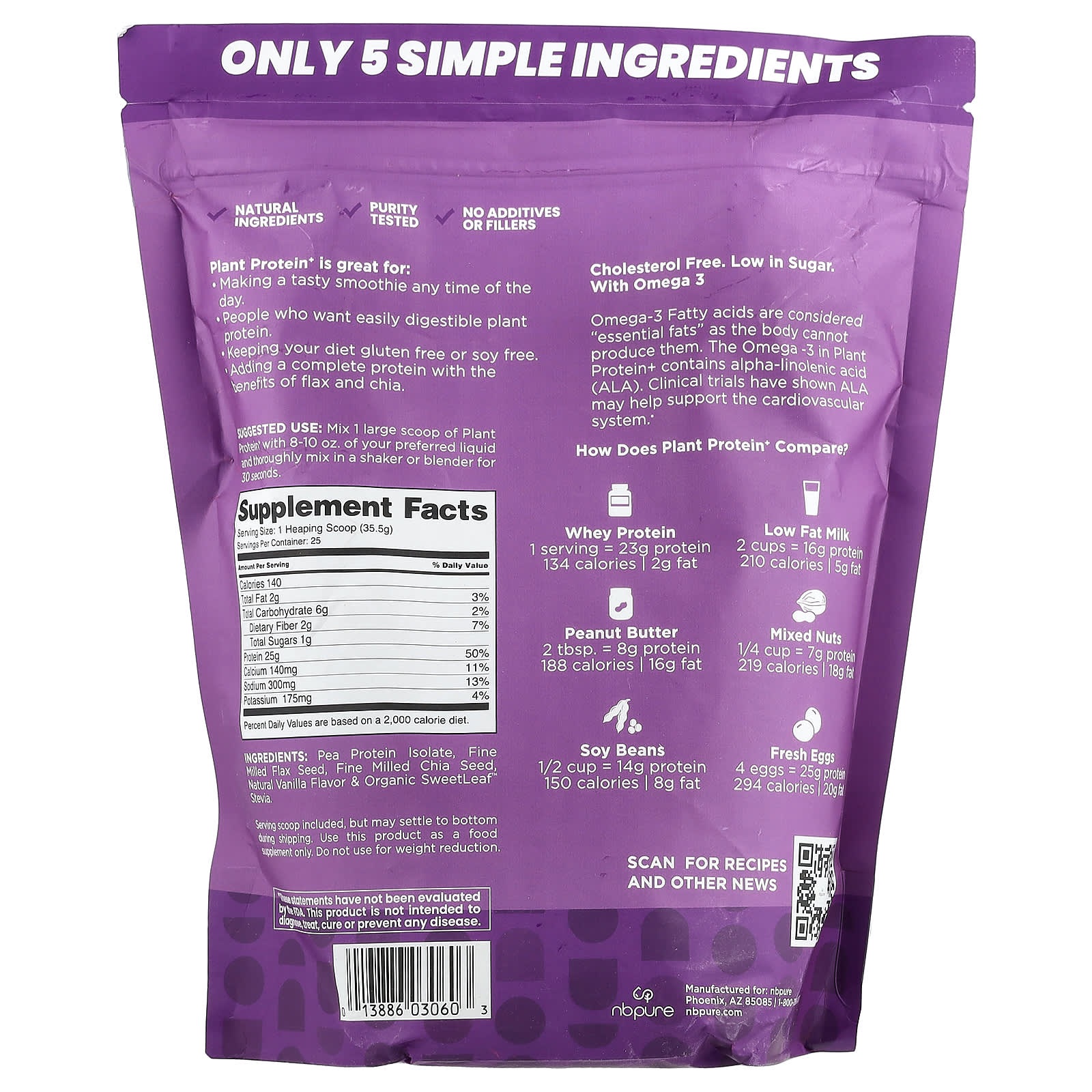 NB Pure, Plant Protein+, Creamy Vanilla, 1.95 lbs (887.5 g) - Image 2