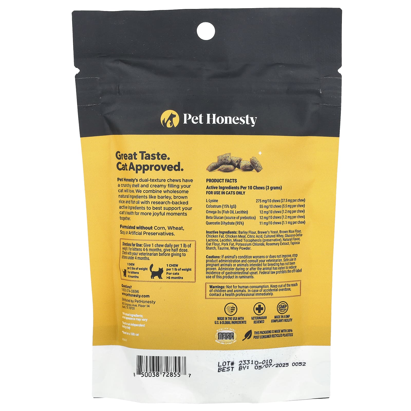 Pet Honesty, Immune Support Lysine, For Cats, Chicken, 3.7 oz (100 g) - Image 2