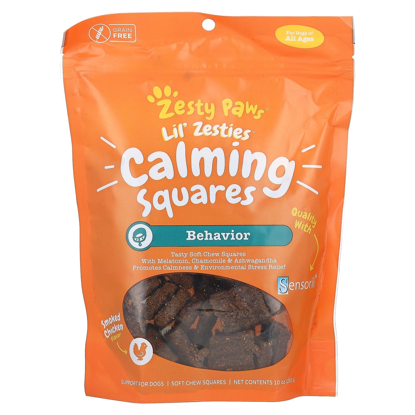 Zesty Paws, Lil' Zesties, Calming Squares, For Dogs, All Ages, Smoked Chicken, 10 oz (283 g) - Image 1