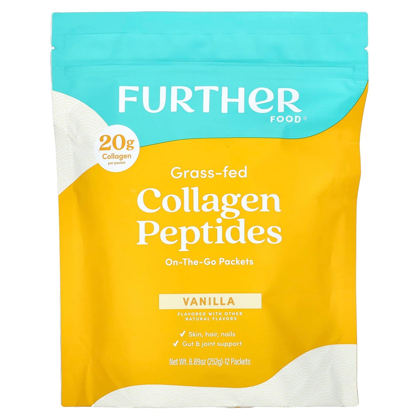 Grass-Fed Collagen Peptides, Vanilla, 12 Packets, Further Food - Image 1