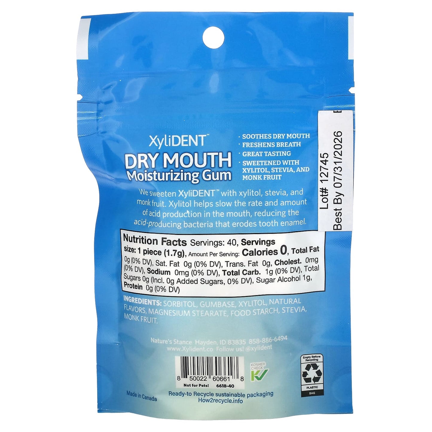 XyliDENT, Dry Mouth Moisturizing Gum with Xylitol, Fresh Mint , 40 Pieces, 2.39 oz (68 g) - Image 2