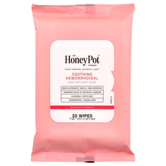 The Honey Pot Company, Soothing Hemorrhoidal Wipes, Maximum Strength, 20 Wipes - Image 1