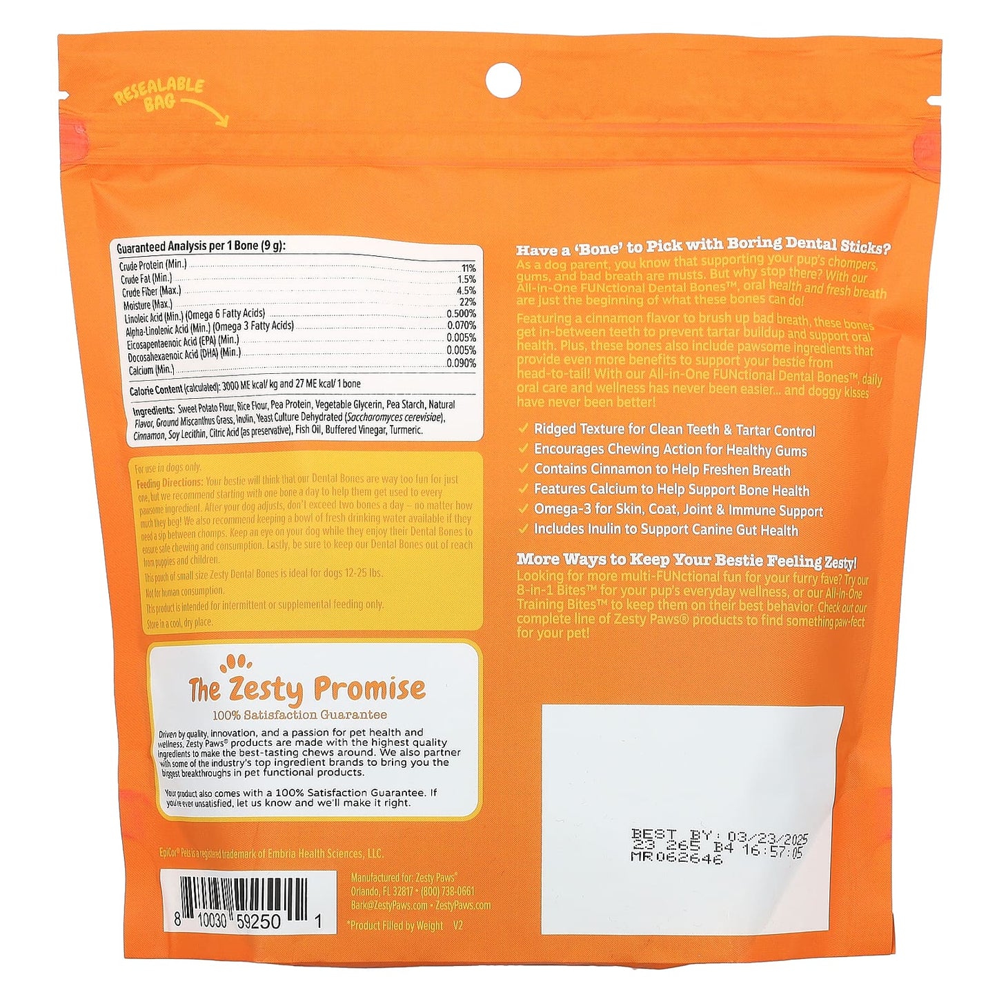 Zesty Paws, All-In-One  Functional Dental Bones, For Dogs, All Ages, Cinnamon, 28 Small Dental Bones, 8.4 oz (238 g) - Image 2