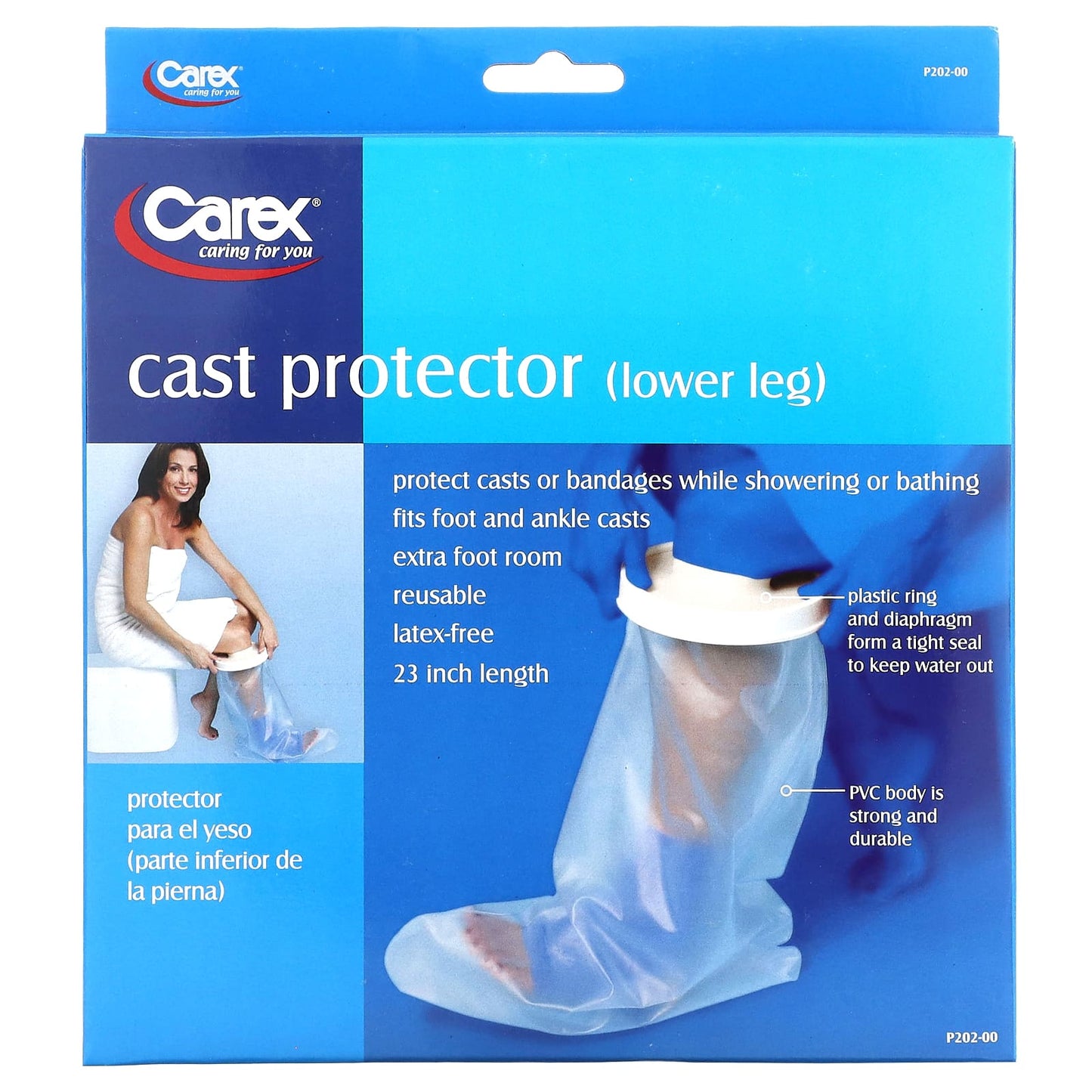 Protect Your Cast with Carex Lower Leg Waterproof Protector - Reusable & Durable - Image 1
