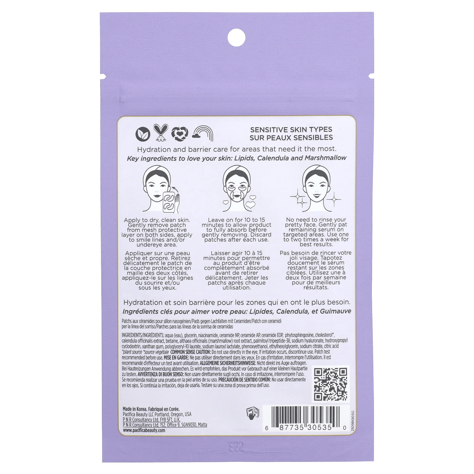 Pacifica, Vegan Ceramide, Hydration Fill Undereye & Smile Line Jelly Patches, Fragrance-Free, 4 Patches, 0.33 fl oz (10 ml) - Image 2