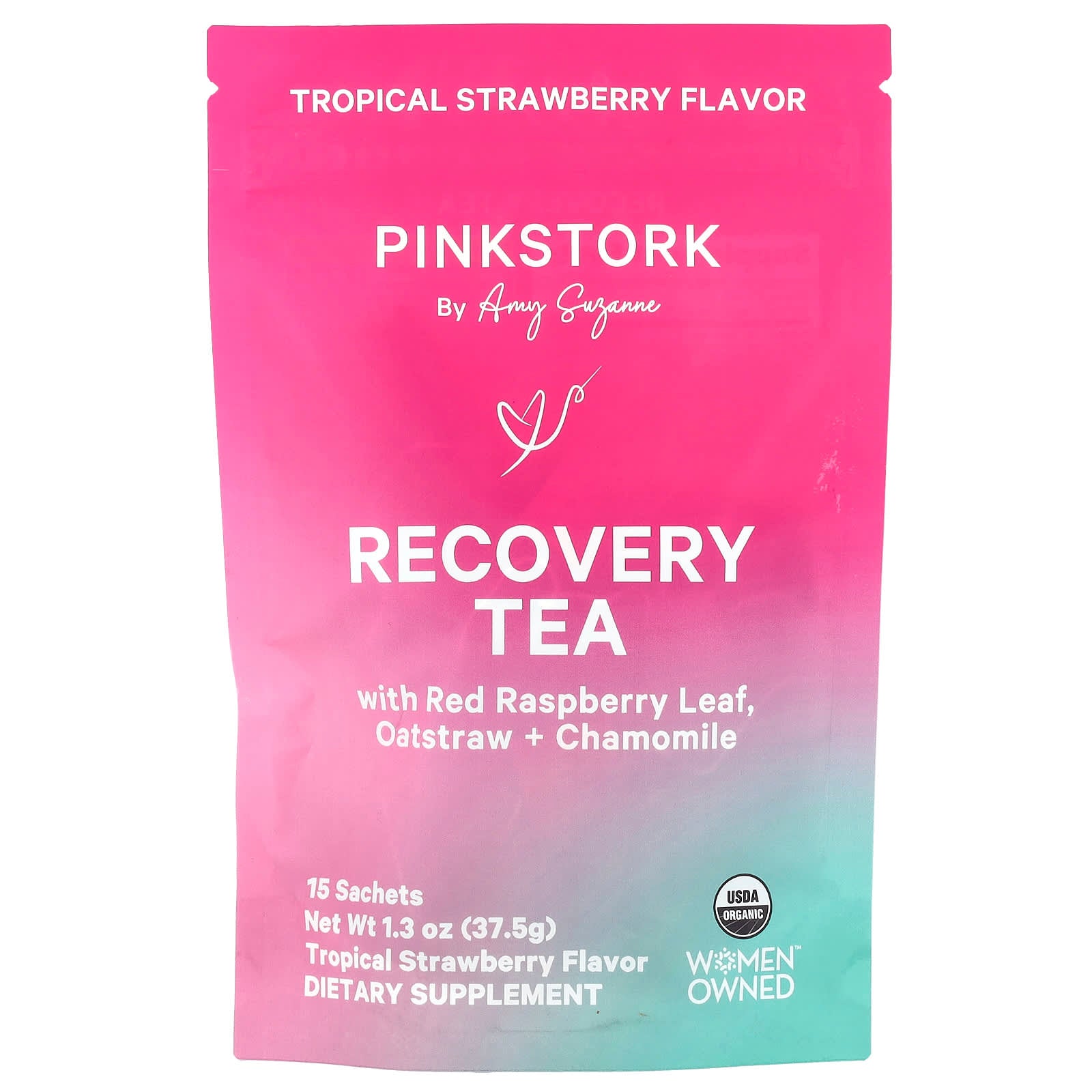 Pink Stork, Recovery Tea, Tropical Strawberry, 15 Sachets, 1.3 oz (37.5 g) - Image 1