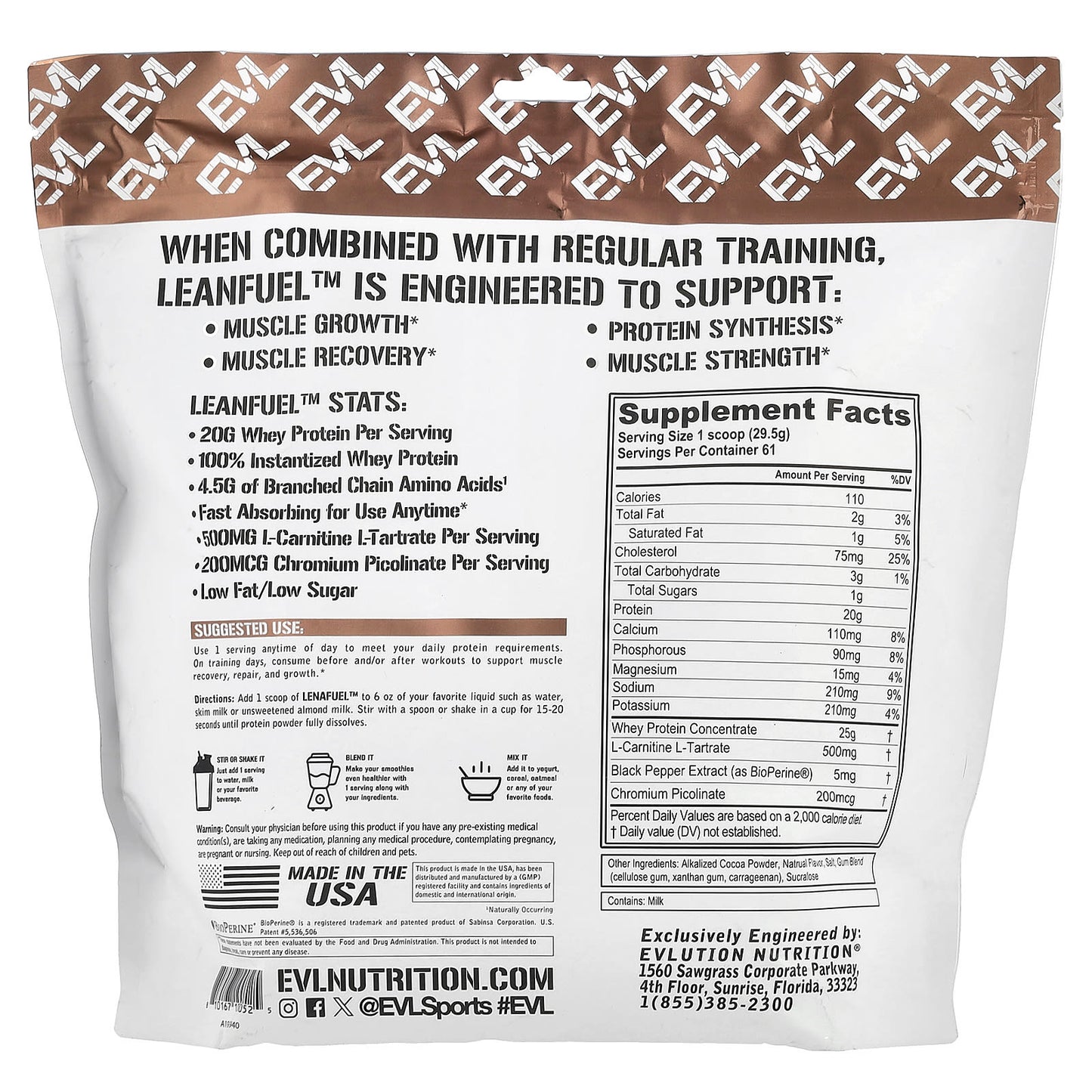 EVLution LeanFuel 20g Protein Powder, Chocolate, 4 lb, Weight Loss Support - Image 2