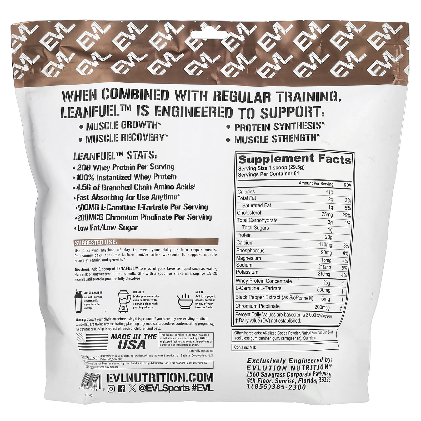 EVLution LeanFuel 20g Protein Powder, Chocolate, 4 lb, Weight Loss Support - Image 2
