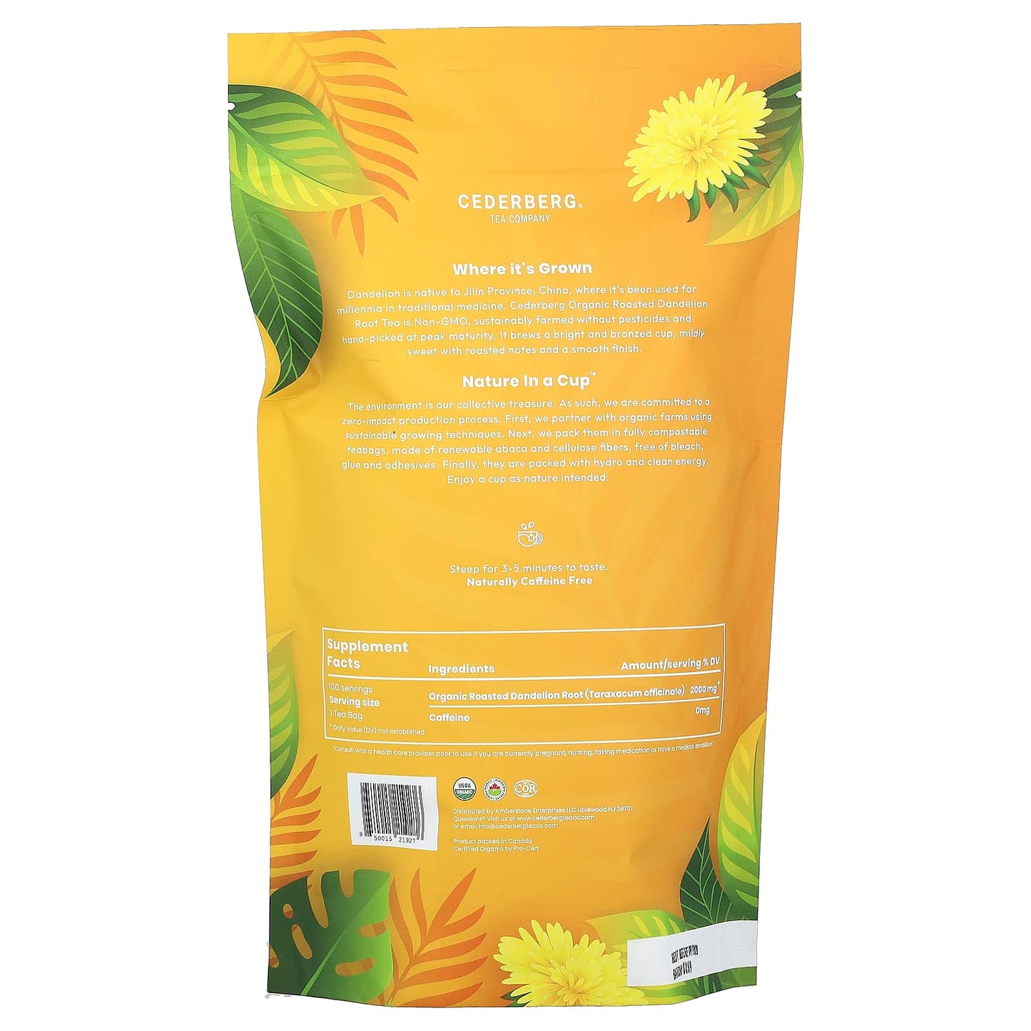 Cederberg Organic Dandelion Root Tea, 100 Natural Tea Bags, Caffeine Free - Image 2