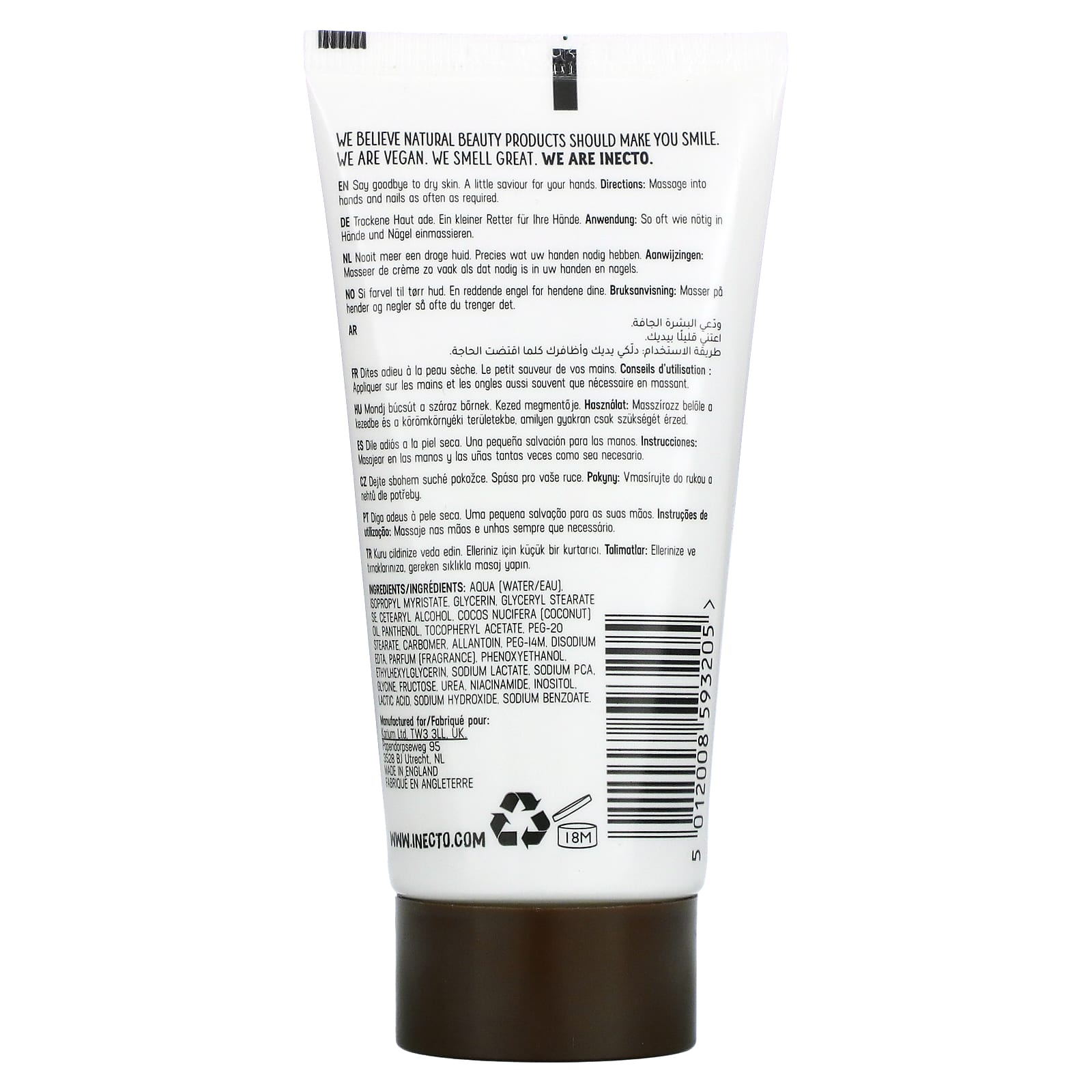 Nourishing Coconut Hand & Nail Cream by Inecto - Dry Skin Relief - Image 2
