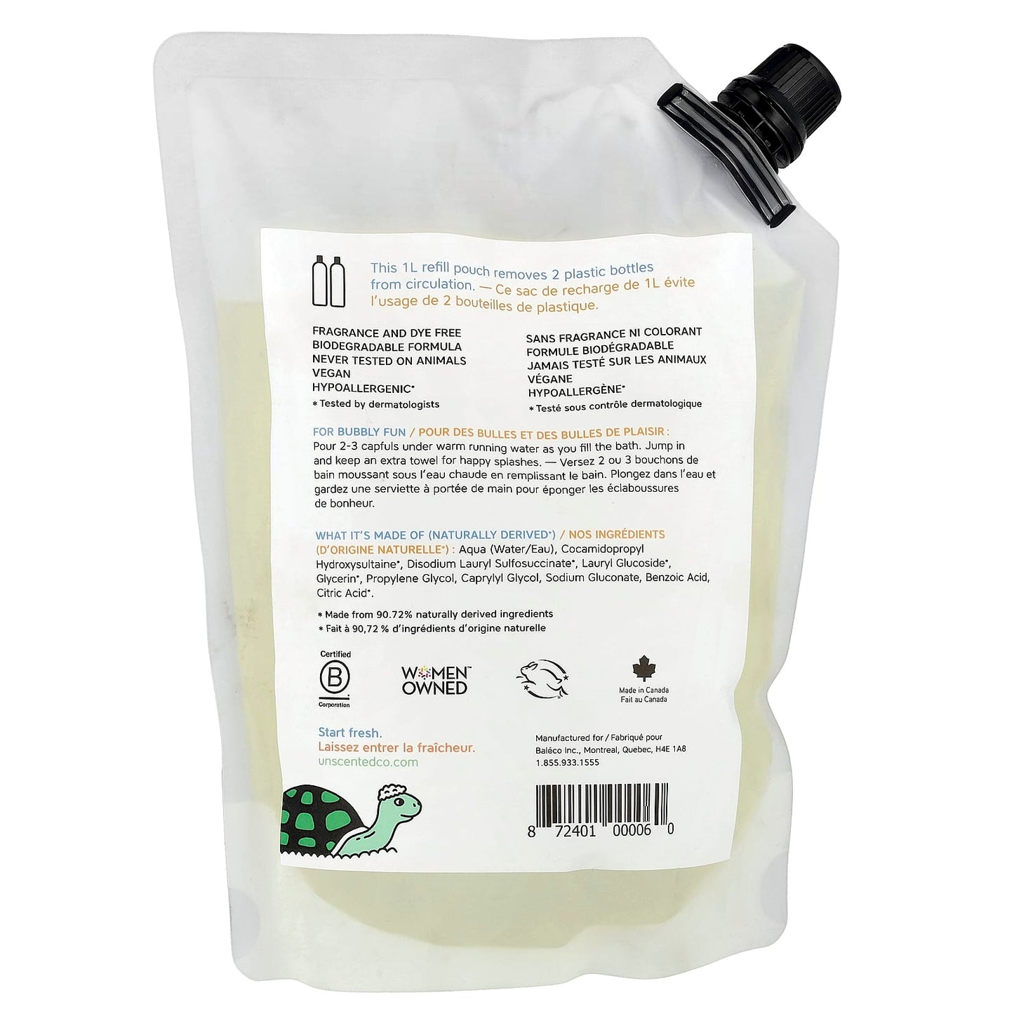 The Unscented Company, Kids, Big Bubble Bath, Refill, Fragrance Free, 33.8 fl oz (1 l) - Image 2