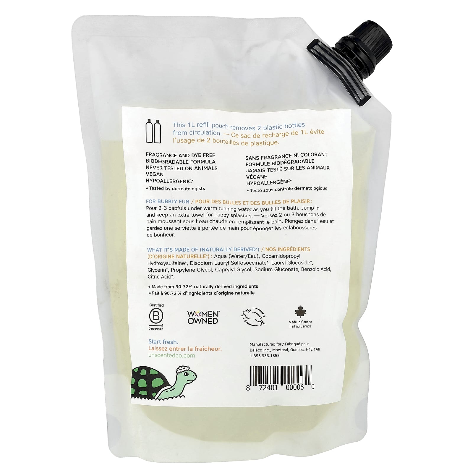 The Unscented Company, Kids, Big Bubble Bath, Refill, Fragrance Free, 33.8 fl oz (1 l) - Image 2
