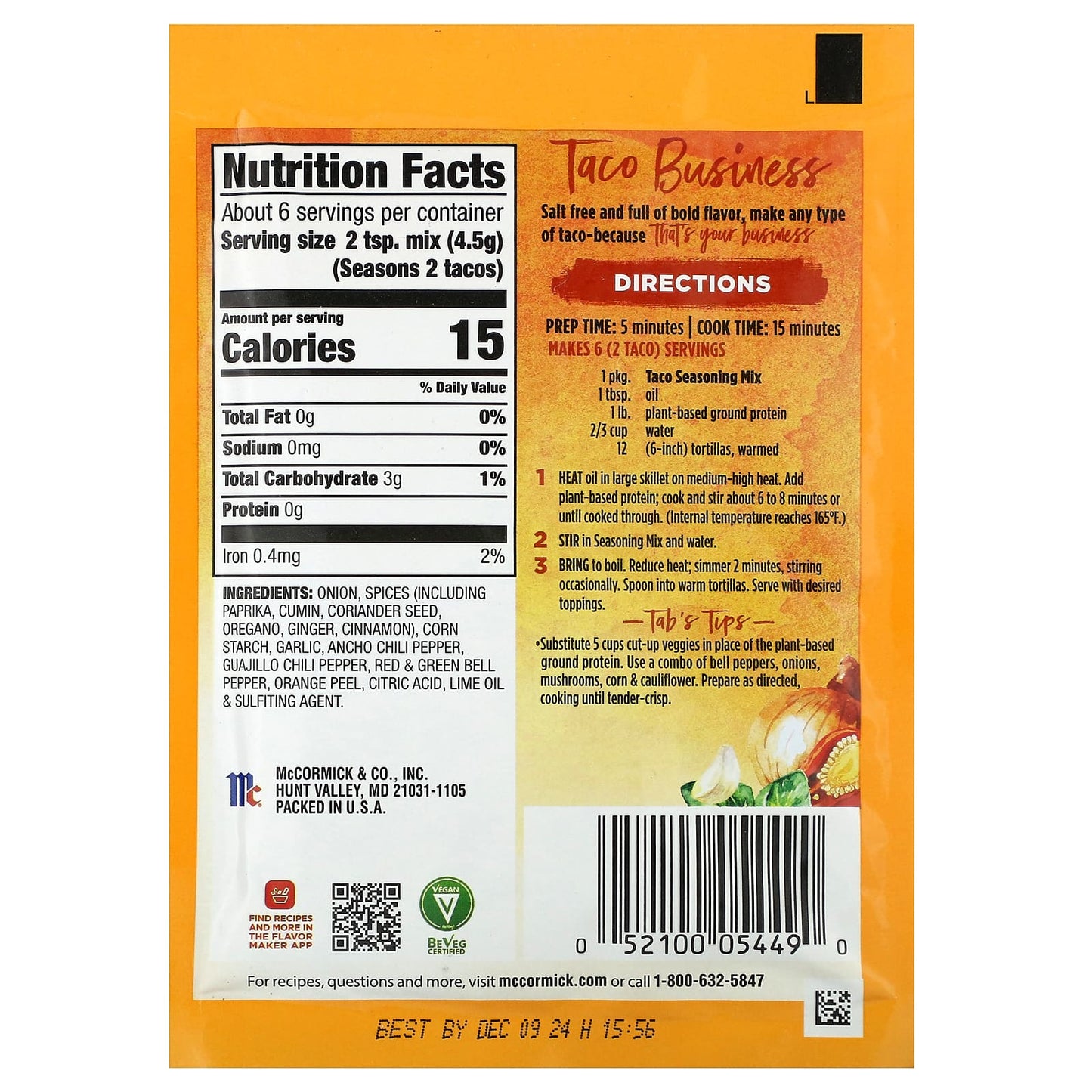 McCormick, Taco Business by Tabitha Brown, Salt Free, 1 oz (28 g) - Image 2