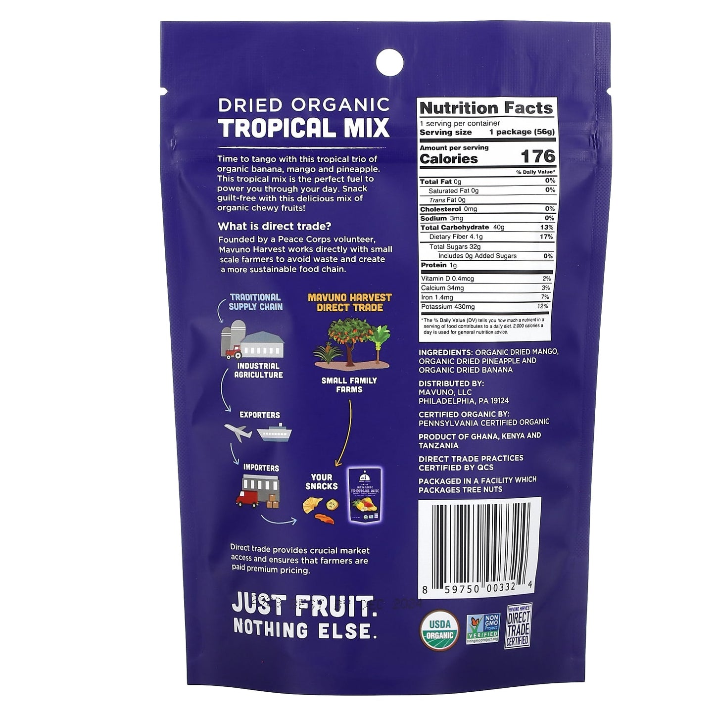 Mavuno Harvest, Organic Dried Tropical Mix, 2 oz (56 g) - Image 2