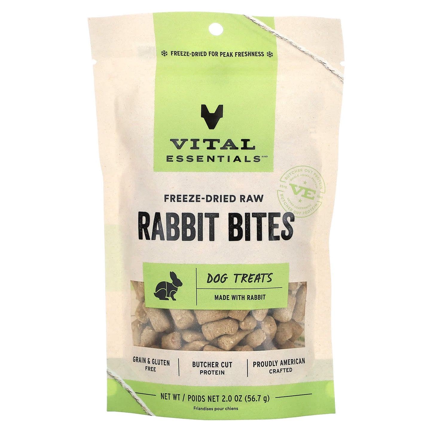 Vital Essentials, Freeze-Dried Raw Dog Treats, Rabbit Bites, 2 oz (56.7 g) - Image 1
