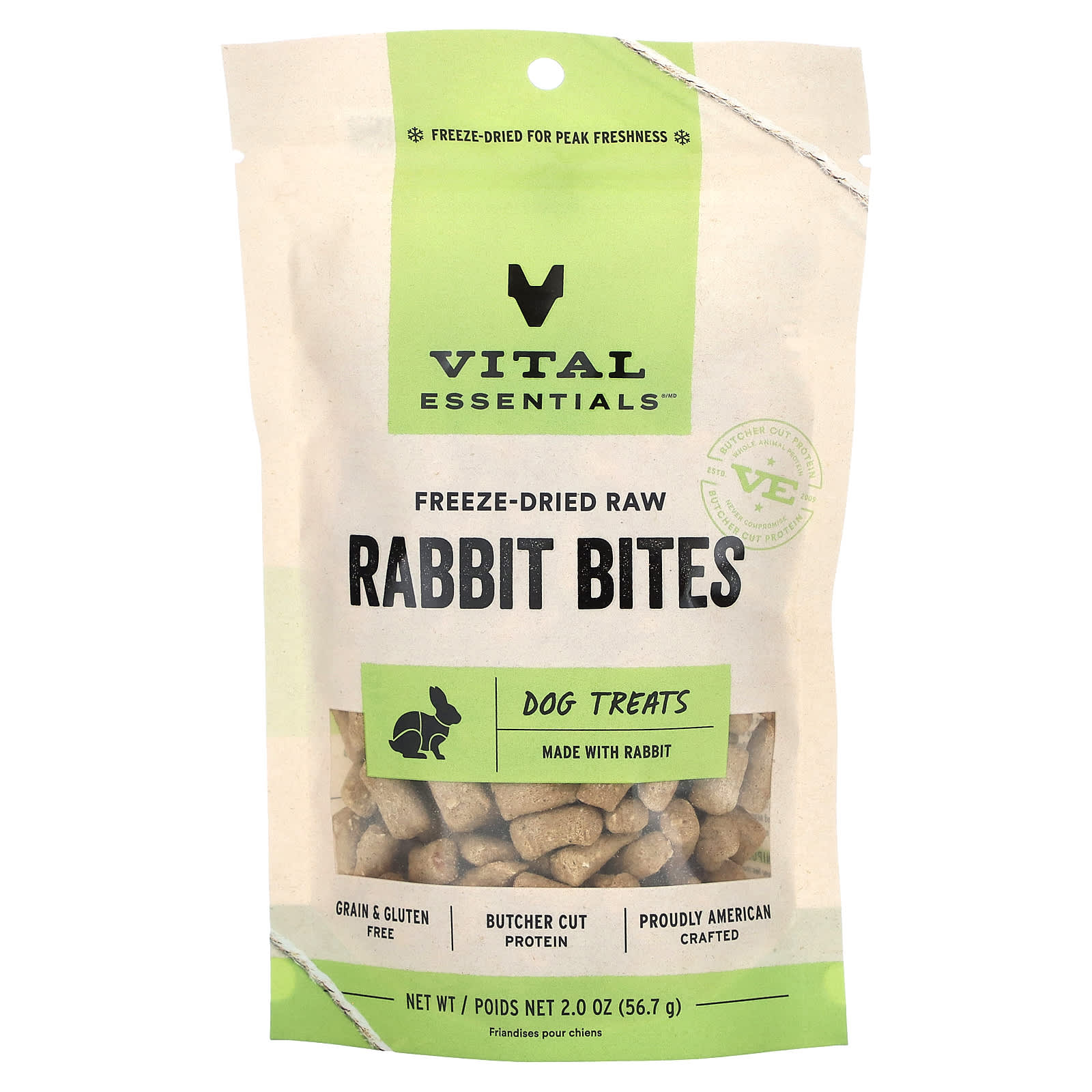 Vital Essentials, Freeze-Dried Raw Dog Treats, Rabbit Bites, 2 oz (56.7 g) - Image 1