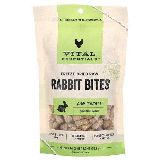 Vital Essentials, Freeze-Dried Raw Dog Treats, Rabbit Bites, 2 oz (56.7 g) - Image 1