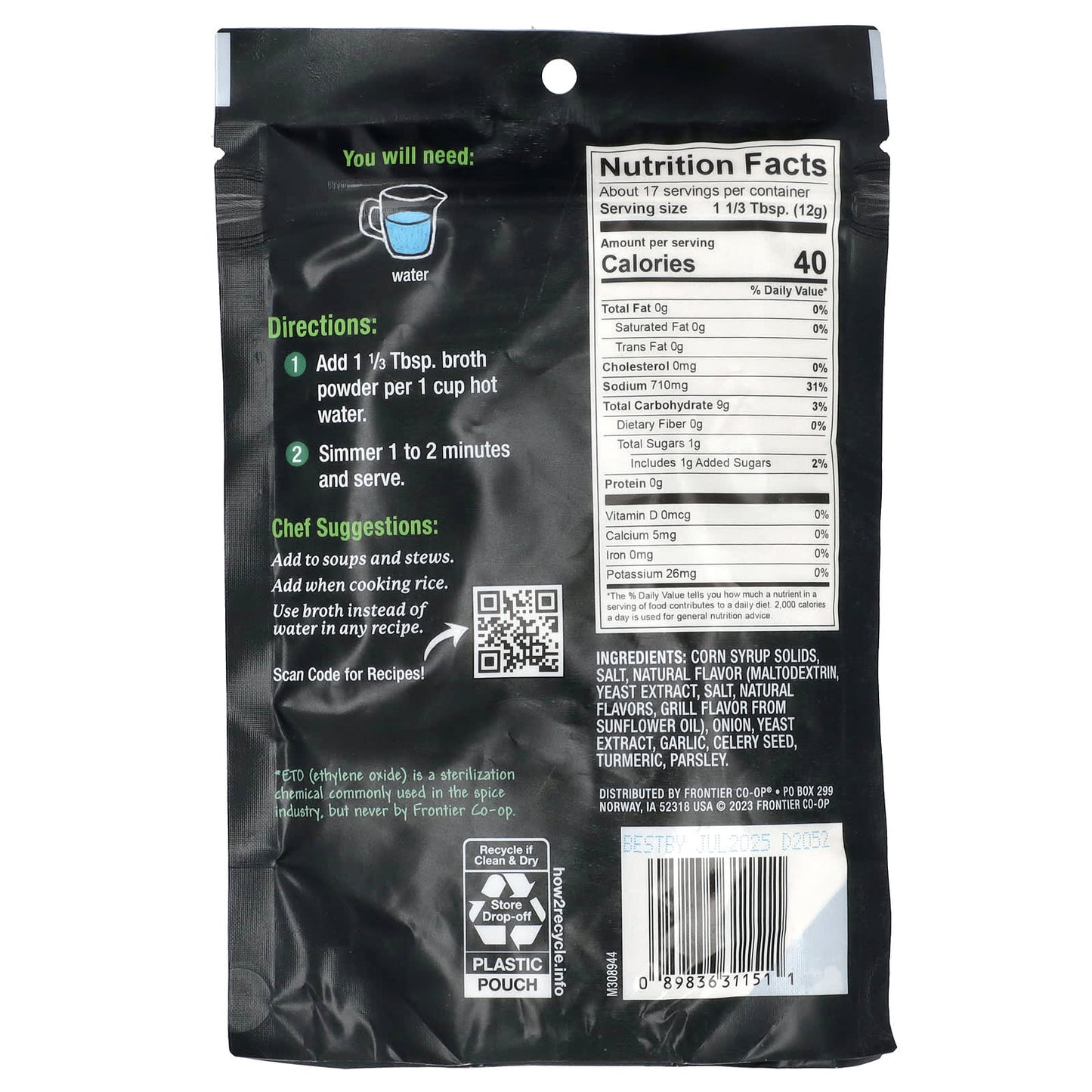 Frontier Co-op Vegetarian Broth Powder, 6.98 oz - Rich, Savory Flavor - Image 2