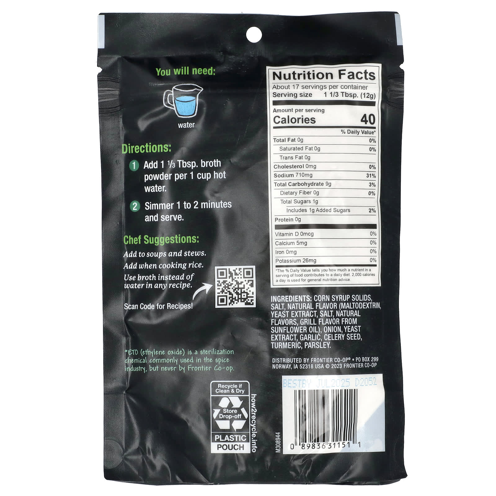 Frontier Co-op Vegetarian Broth Powder, 6.98 oz - Rich, Savory Flavor - Image 2