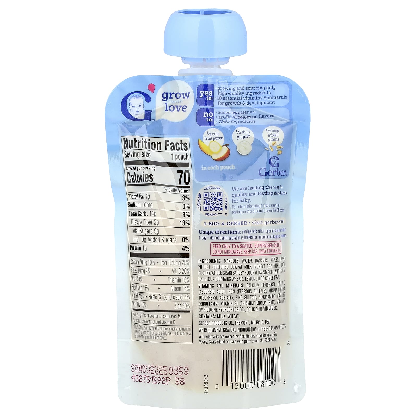 Gerber Pureed Fruit & Yogurt for Toddlers - Healthy Digestion & Growth - Image 2