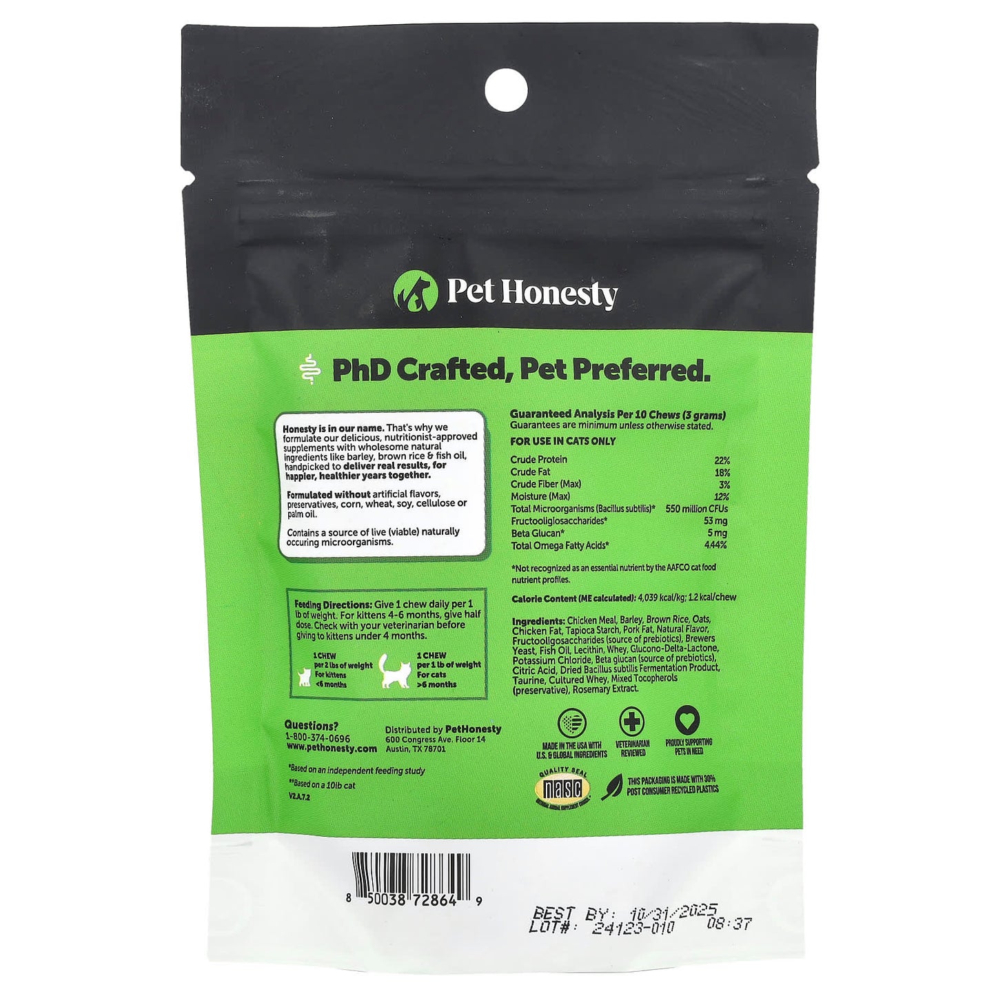 Pet Honesty, Probiotics, For Cats, Chicken, 3.7 oz (100 g) - Image 2