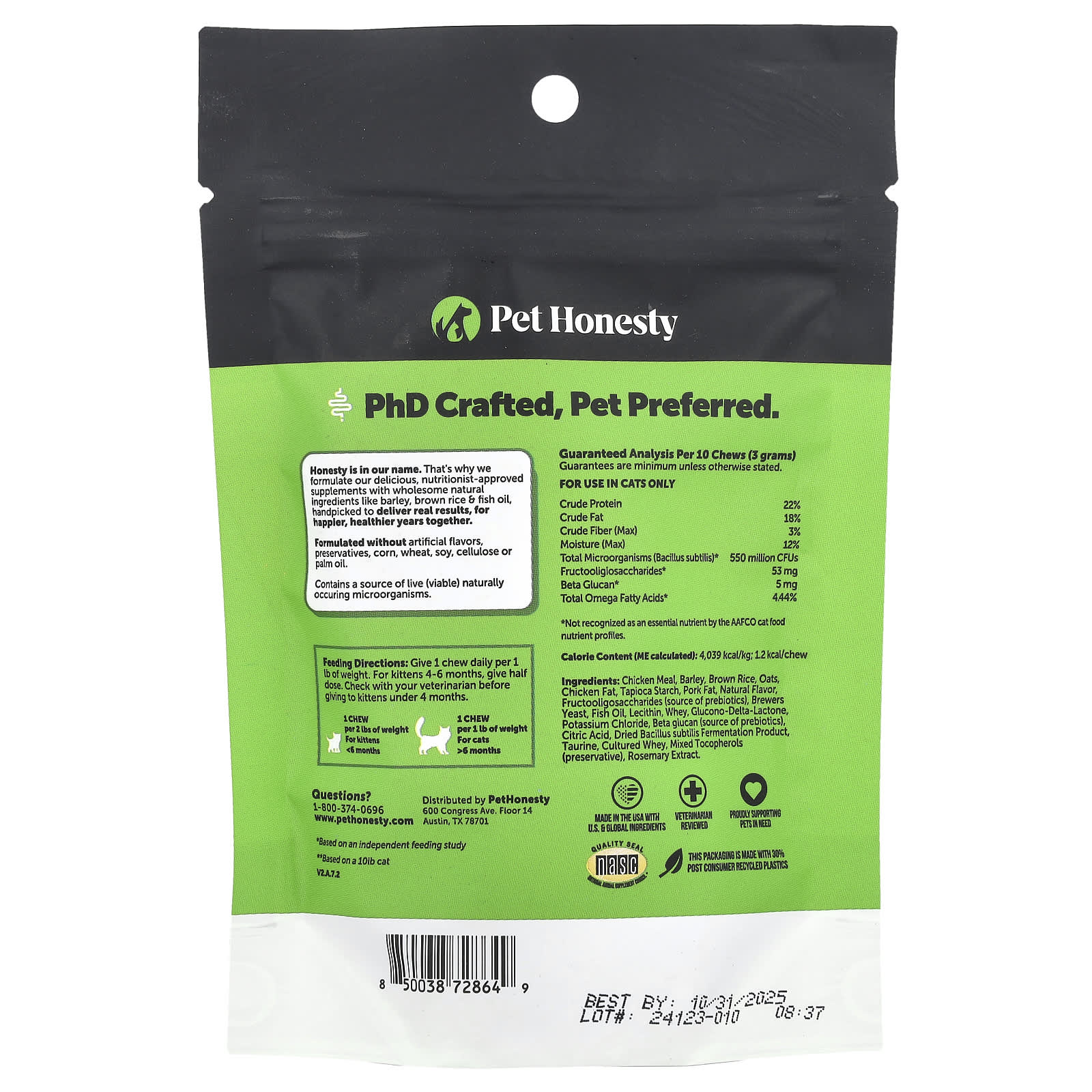 Pet Honesty, Probiotics, For Cats, Chicken, 3.7 oz (100 g) - Image 2