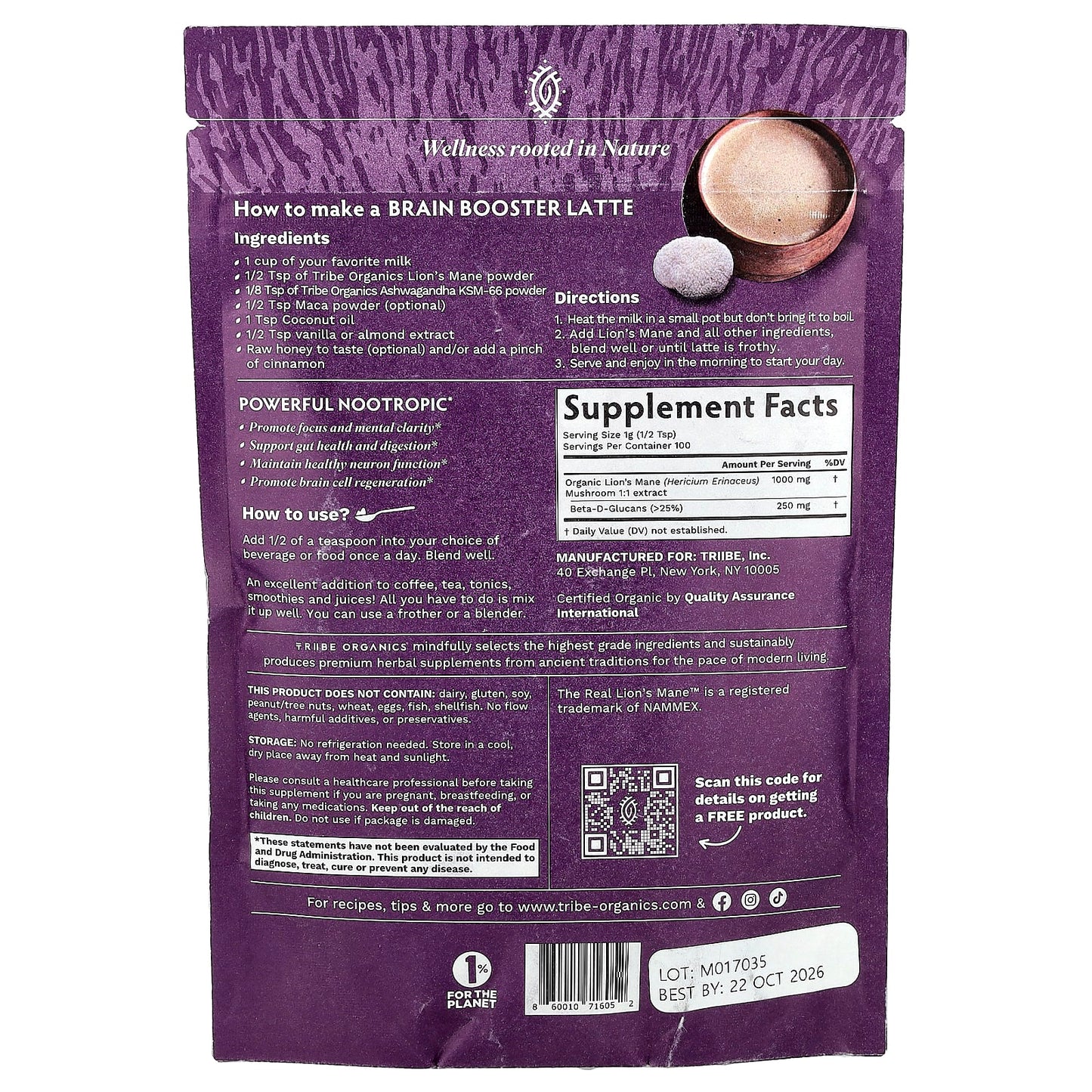 Tribe Organics, Lion's Mane Extract, 3.5 oz (100 g) - Image 2