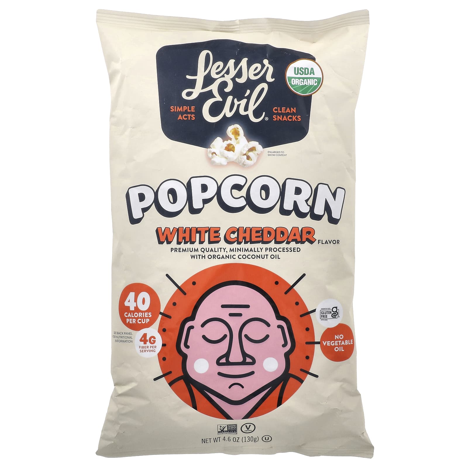 LesserEvil, Popcorn, White Cheddar , 4.6 oz (130 g) - Image 1