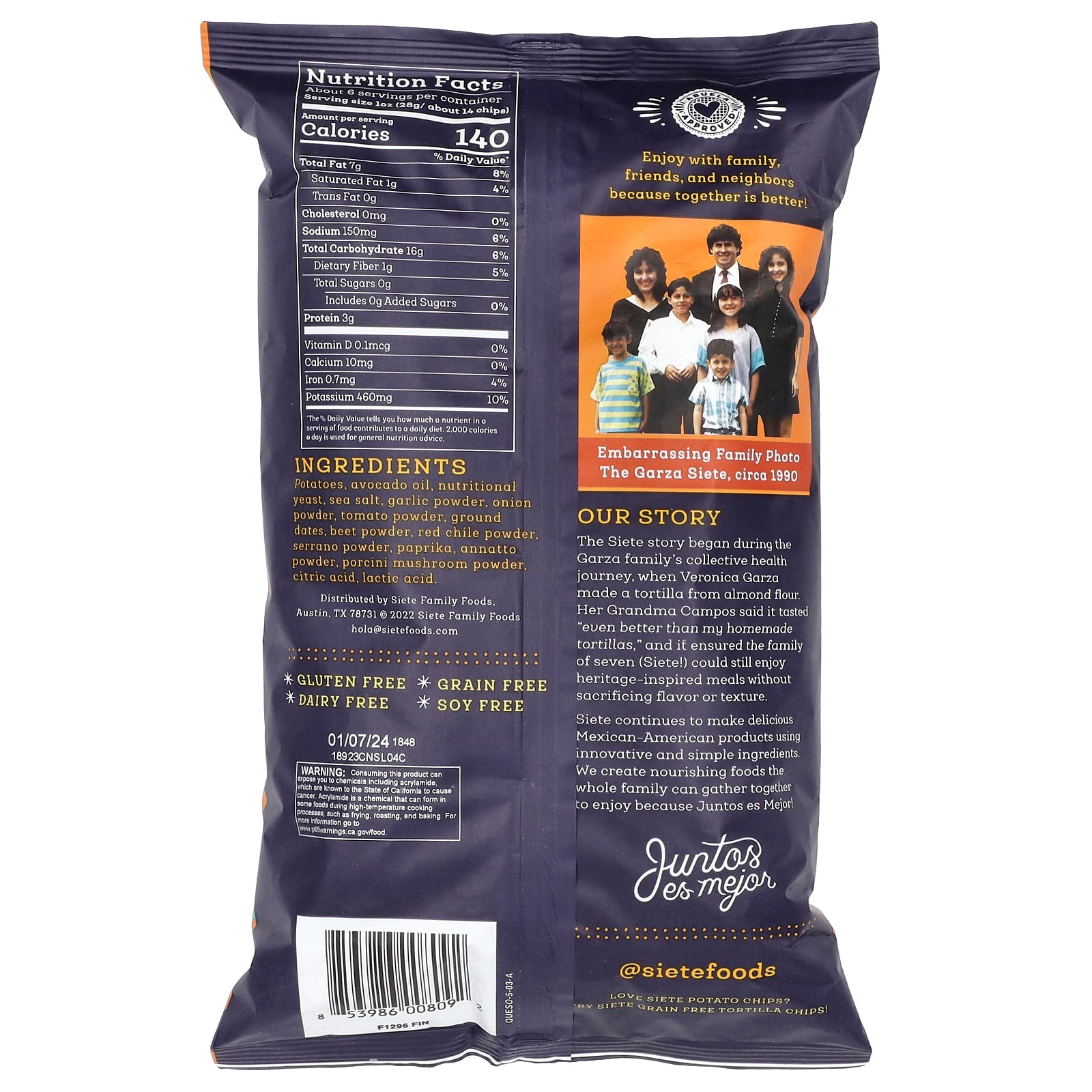Siete, Potato Chips, Queso, 5.5 oz (156 g) - Image 2