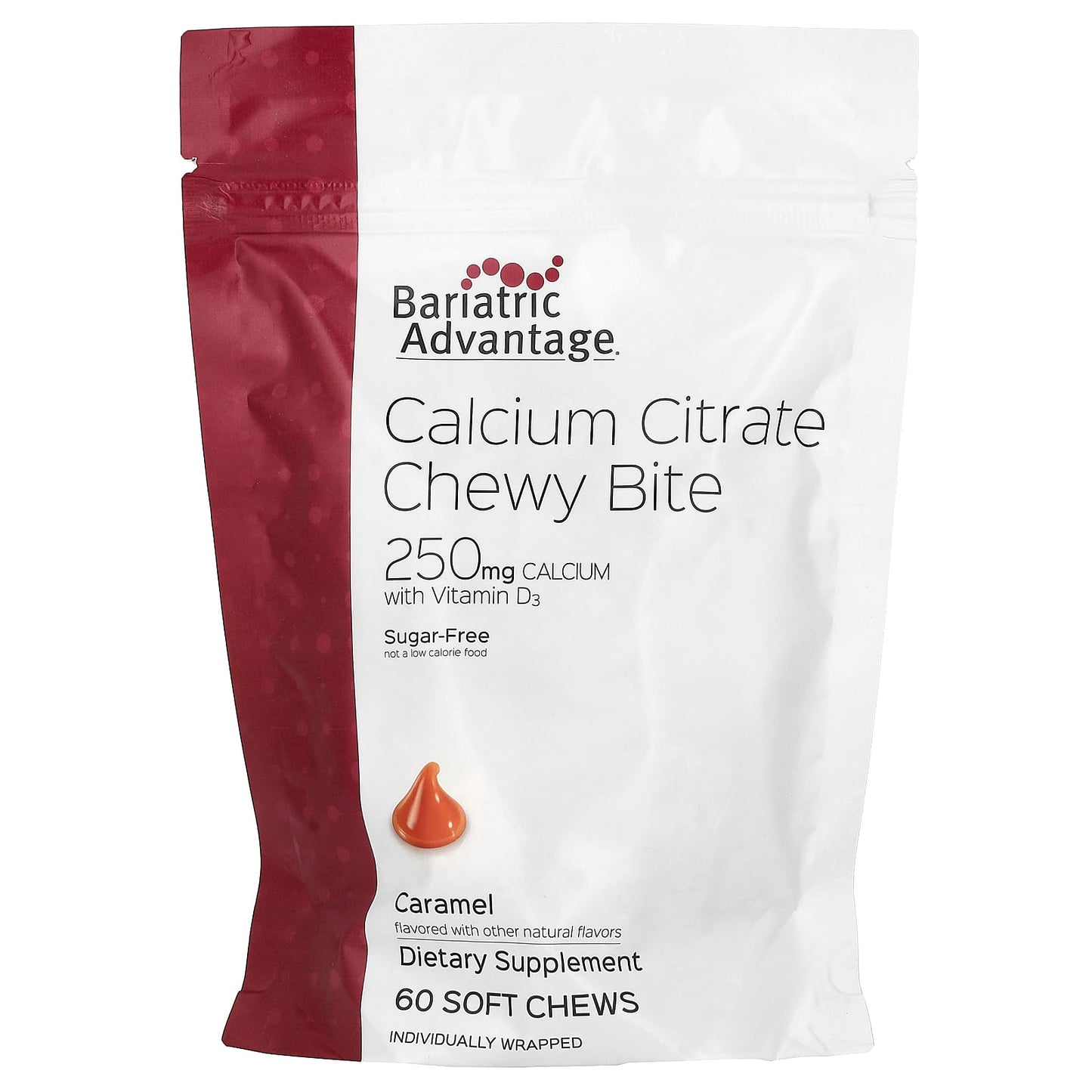 Bariatric Calcium Citrate Chewy Bites - Sugar-Free, Caramel, 60 Soft Chews - Image 1